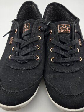 BOBS Skechers Black Memory Foam Lace Up Sneakers Womens 11 Casual Shoes